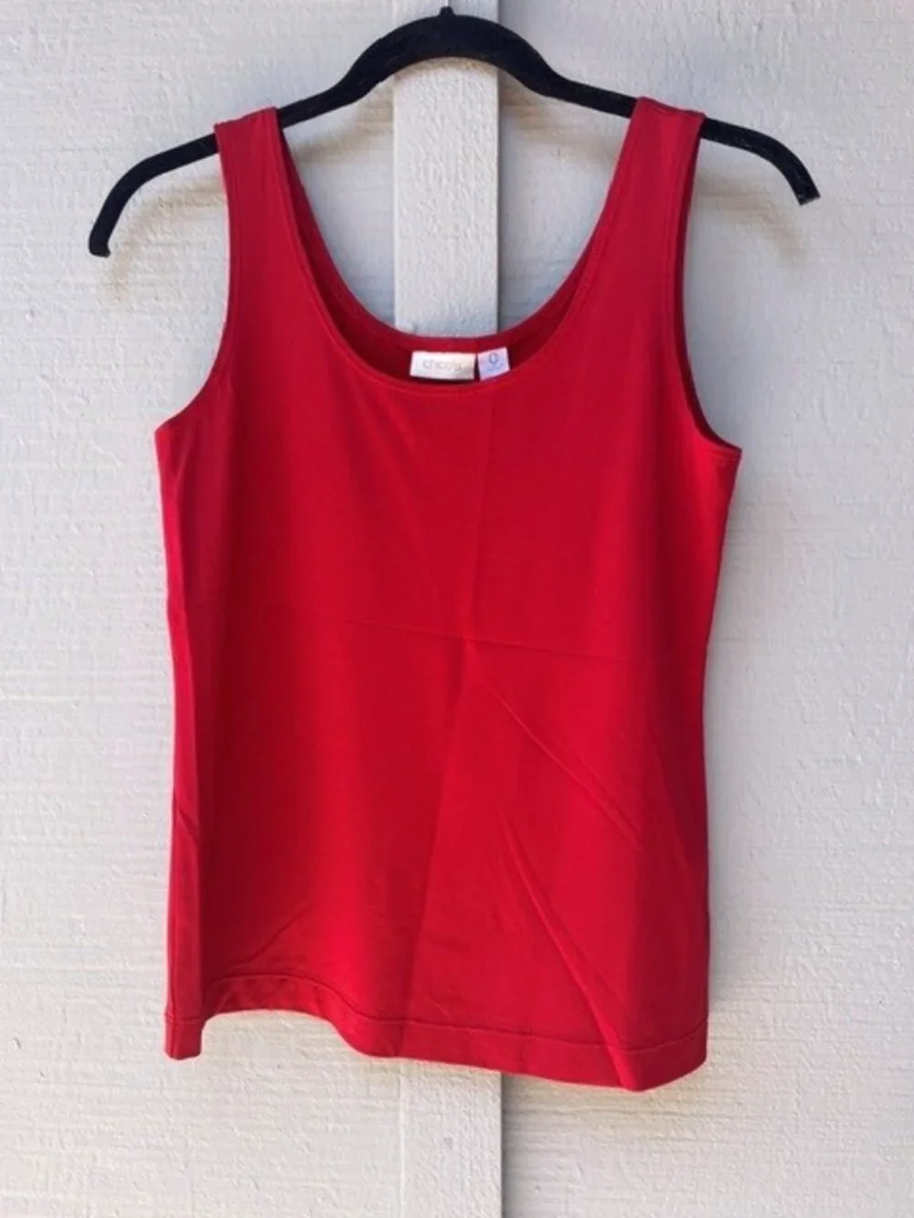 CHICO'S Scoop Neck Stretch Sleeveless Tank Top - Red - Picture 1 of 3
